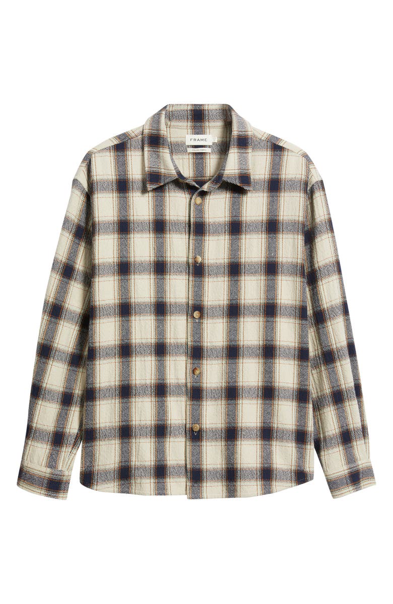 FRAME Plaid Overshirt, Alternate, color, Cream/ Navy Plaid