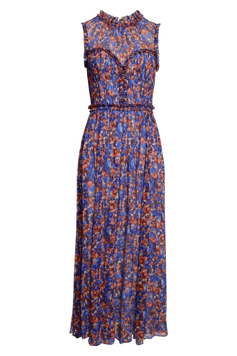 Kasia Floral Silk Midi Dress, Alternate, color, VIOLET
