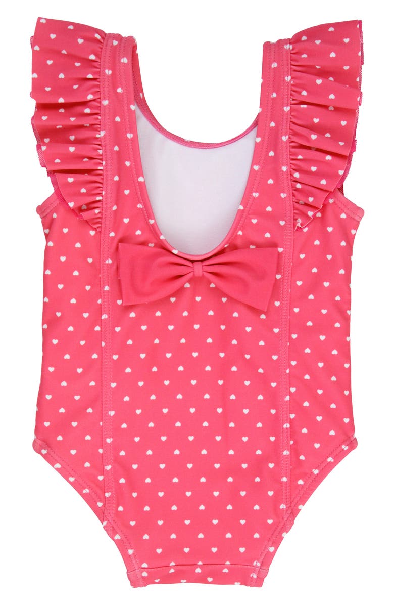 RuffleButts Kids' Hot Pink Heart Waterfall One-Piece Swimsuit, Alternate, color, 