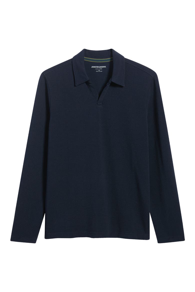 Sedona Textured Long Sleeve Johnny Collar Polo, Main, color, NAVY