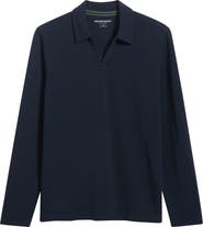 Johnston & Murphy Sedona Textured Long Sleeve Johnny Collar Polo