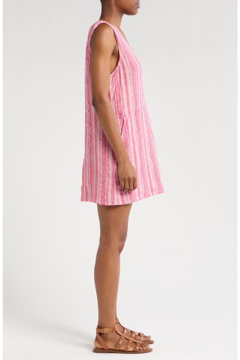 Azure Stripe Sleeveless Linen Blend Minidress, Alternate, color, GRANITA STRIPE