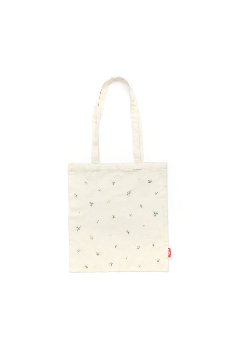 Tote with Flower Embroidery, Main, color, Natural