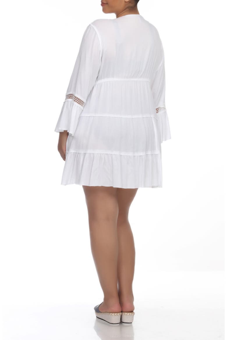 Tiered Tie Front Cover-Up Duster, Alternate, color, WHITE