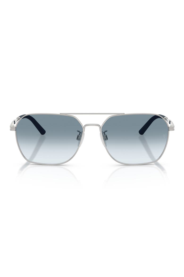 58mm Roger Federer R-17 Irregular Sunglasses, Main, color, BRUSHED SILVER / SKY