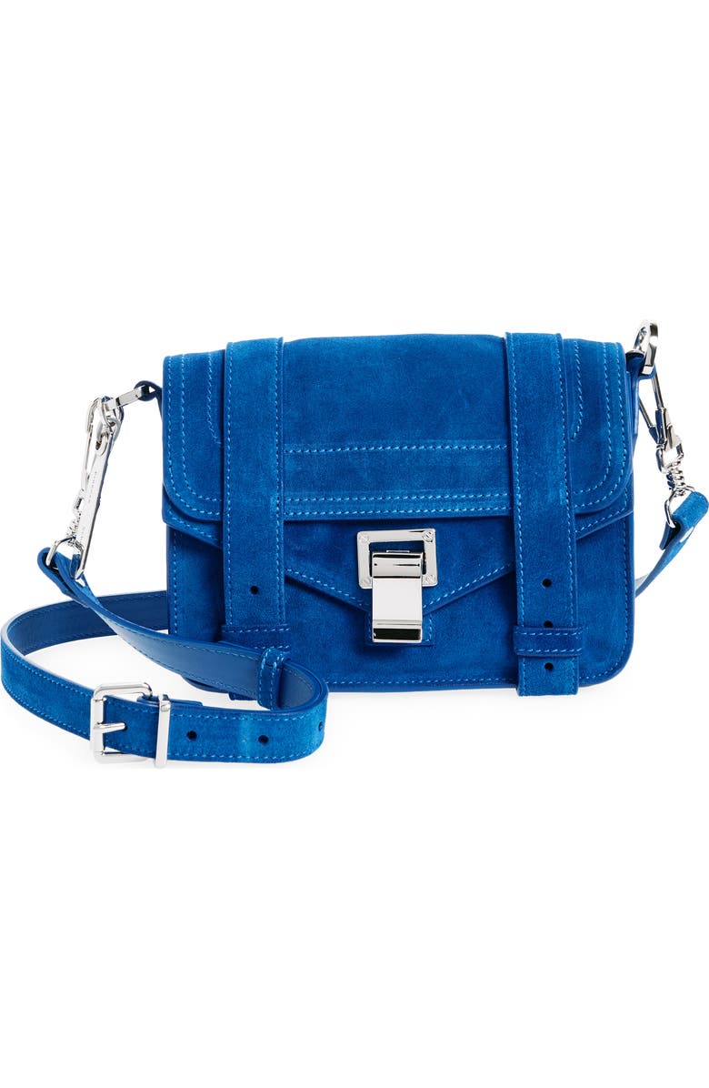 Proenza Schouler Mini PS1 Suede Crossbody Bag, Main, color, Electric Blue