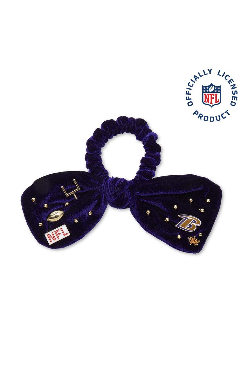 Lele Sadoughi Baltimore Ravens Bow Scrunchie, Main, color, Purple 500