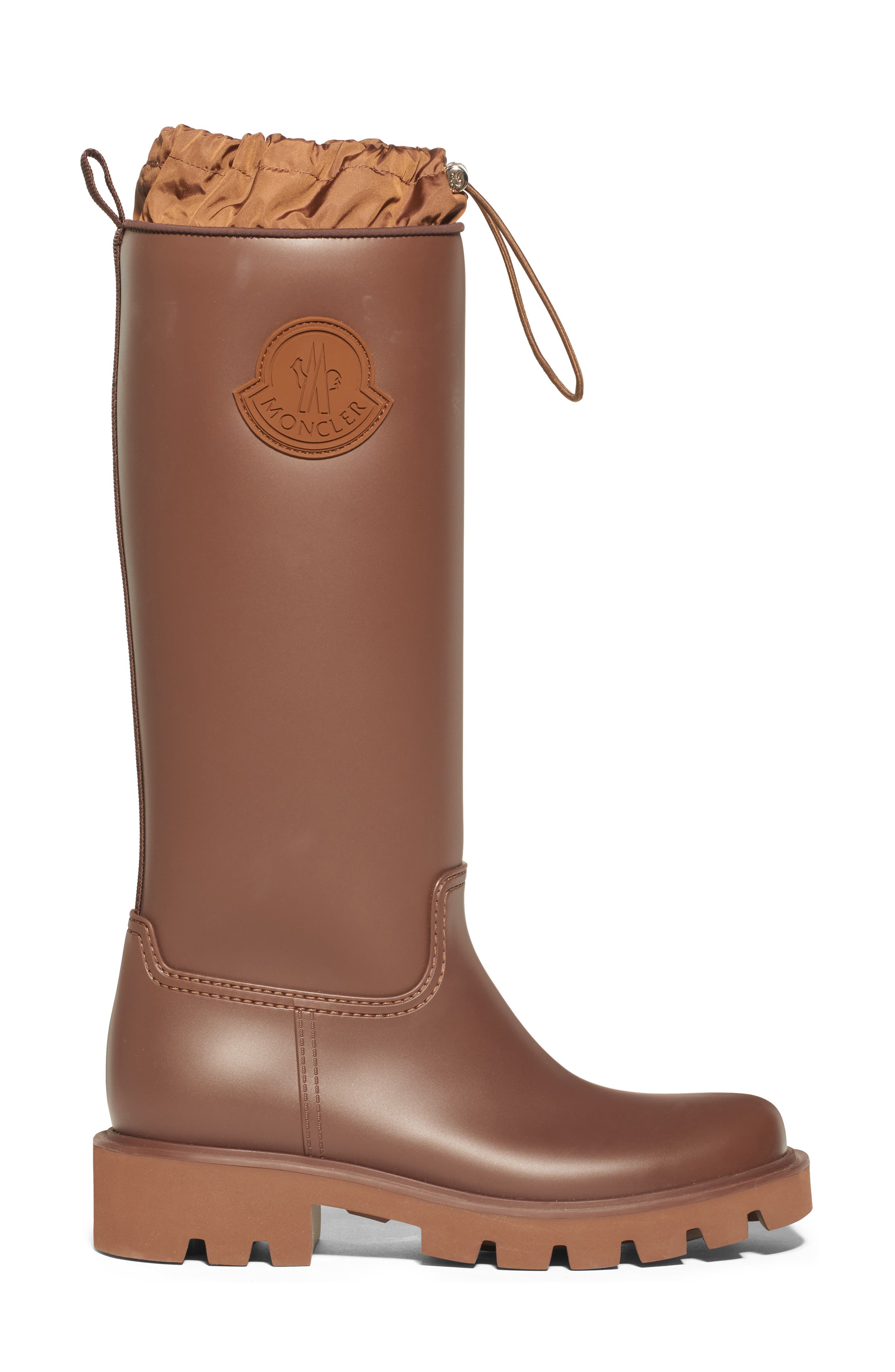 Moncler Kickstream Waterproof Knee High Rain Boot, Alternate, color, Brown