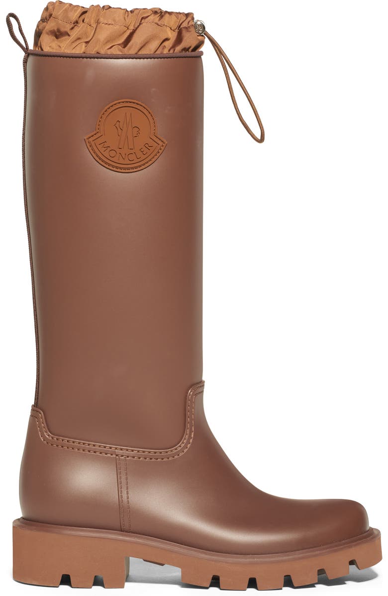 Moncler Kickstream Waterproof Knee High Rain Boot, Alternate, color, Brown