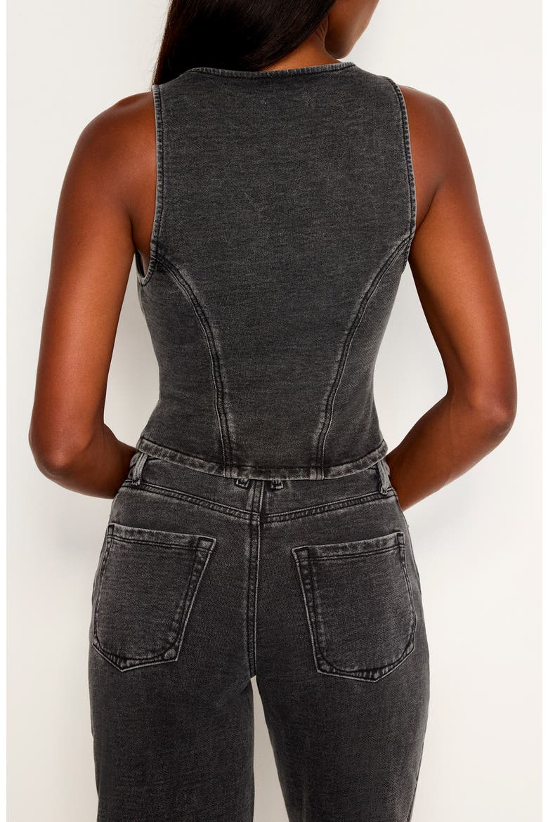 Jeanius Square Neck Cotton French Terry Corset Top, Alternate, color, BLACK322
