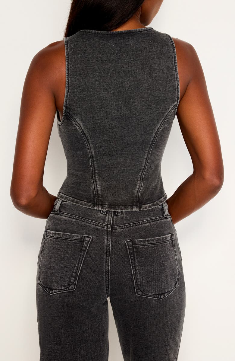 Good American Jeanius Square Neck Cotton French Terry Corset Top, Alternate, color, 