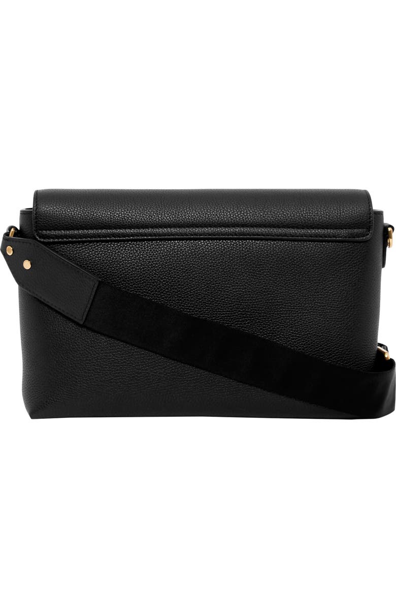 Burberry Note Leather & Vintage Check Crossbody Bag, Alternate, color, Black