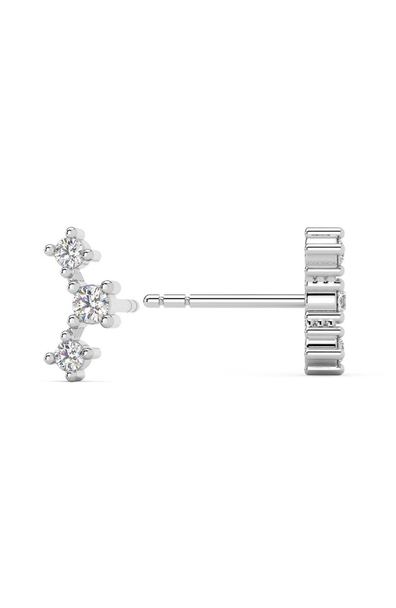Bliss Diamond 1/5Ct TW 3-Stone Diamond Crawler Earrings 14k Gold Studs Lab Grown 1/3" Tall, Alternate, color, 14K White Gold