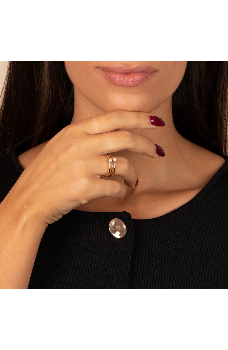 BY ADINA EDEN Pearl X CZ Triple Band Ring, Alternate, color,