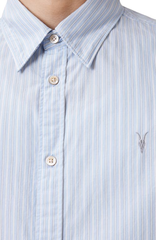 Allsaints Relaxed Fit Button Front Shirt In Willow Blue