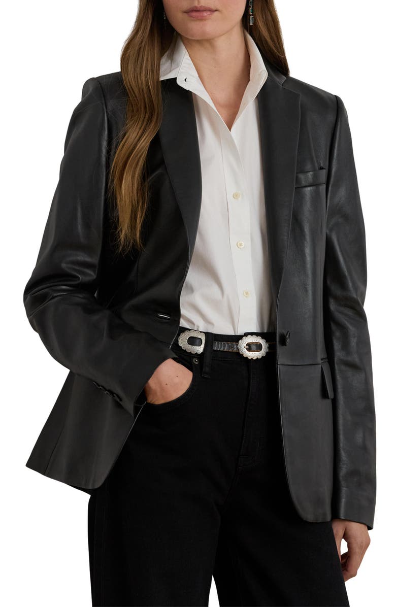 Lauren Ralph Lauren Leather Blazer, Main, color, 