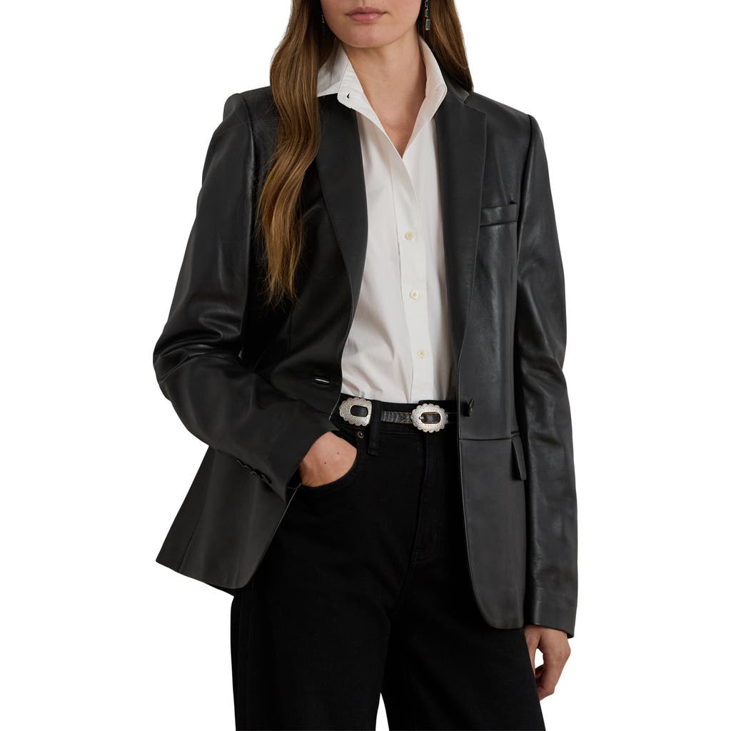 Ralph Lauren Lauren Leather Blazer In Black