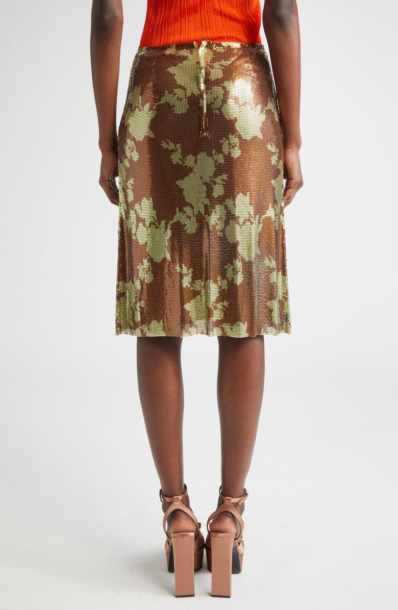 Versace Wild Roses Metallic Mesh Midi Skirt, Alternate, color, 