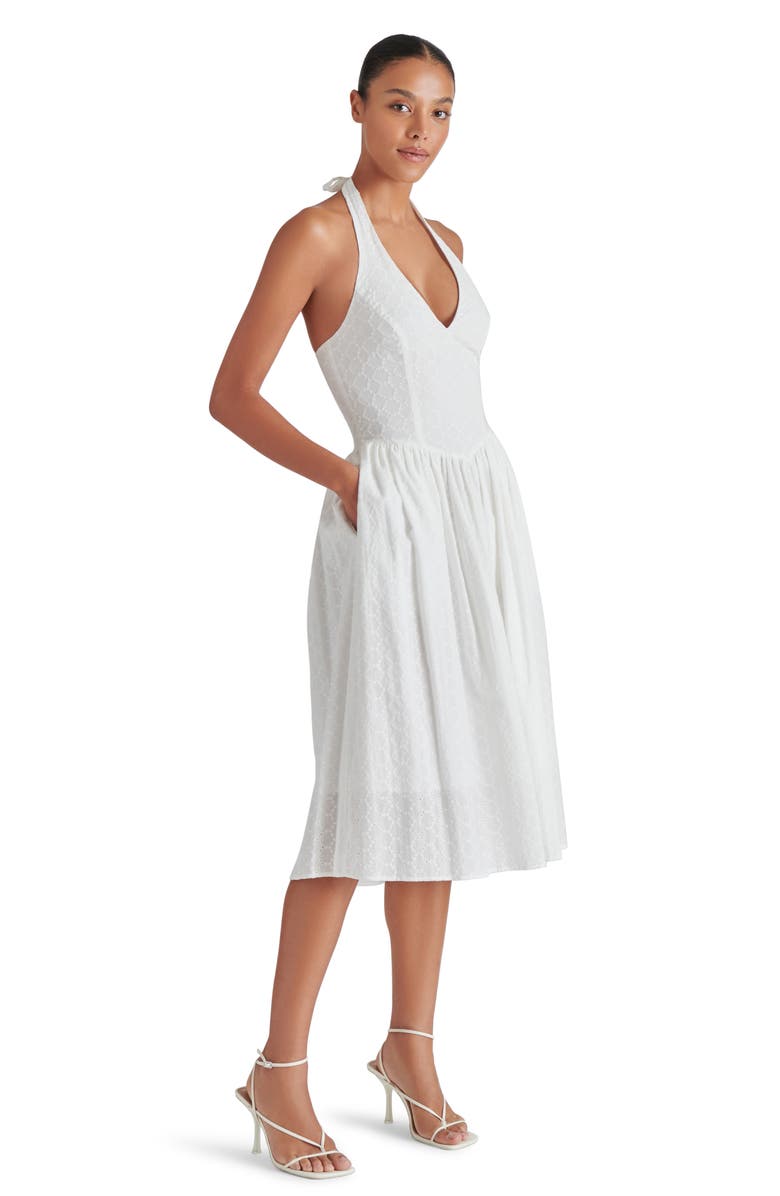 Steve Madden Ressi Eyelet Embroidered Cotton Halter Dress, Alternate, color,