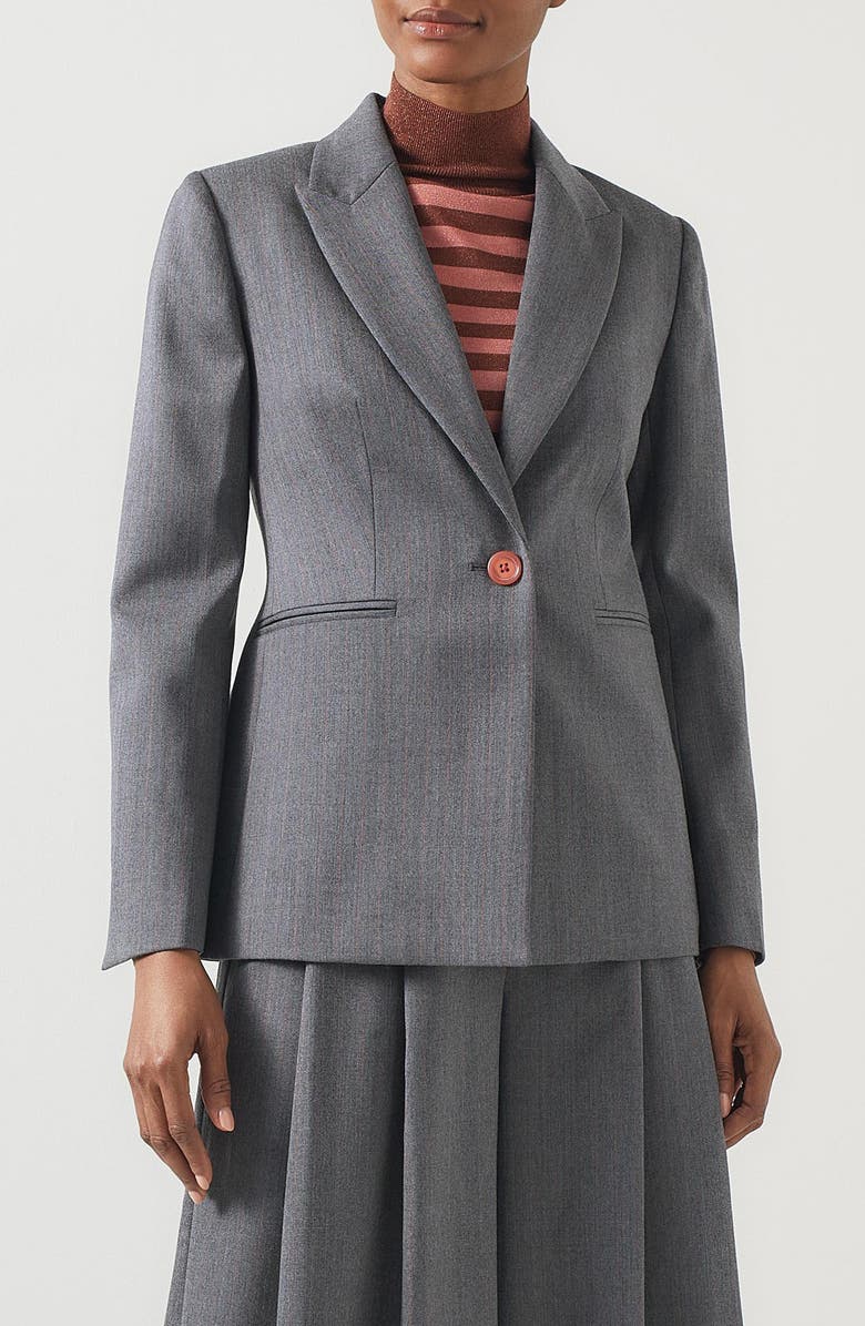 LK Bennett Hally Stripe Stretch Wool Blazer, Main, color, 