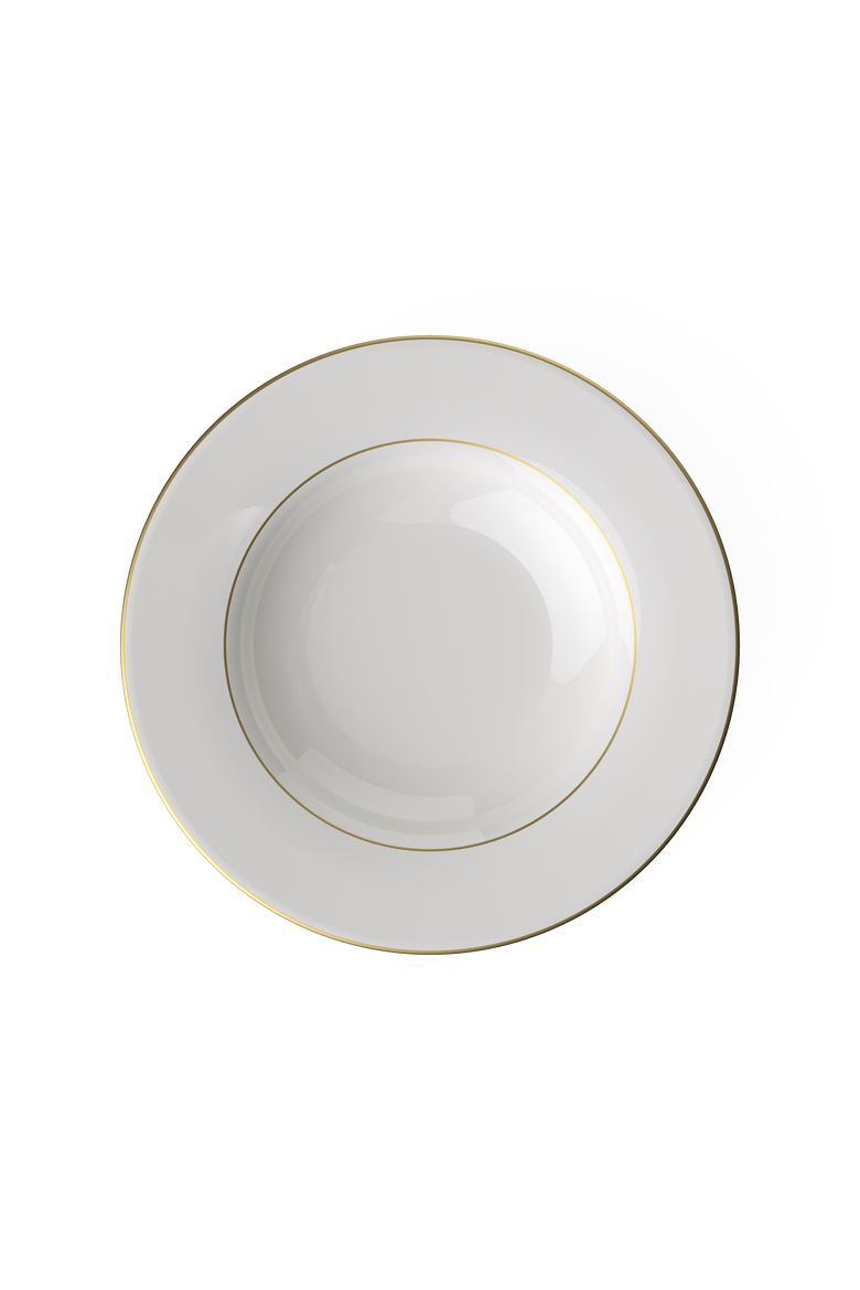 Anmut Gold Rim Soup, Main, color, white