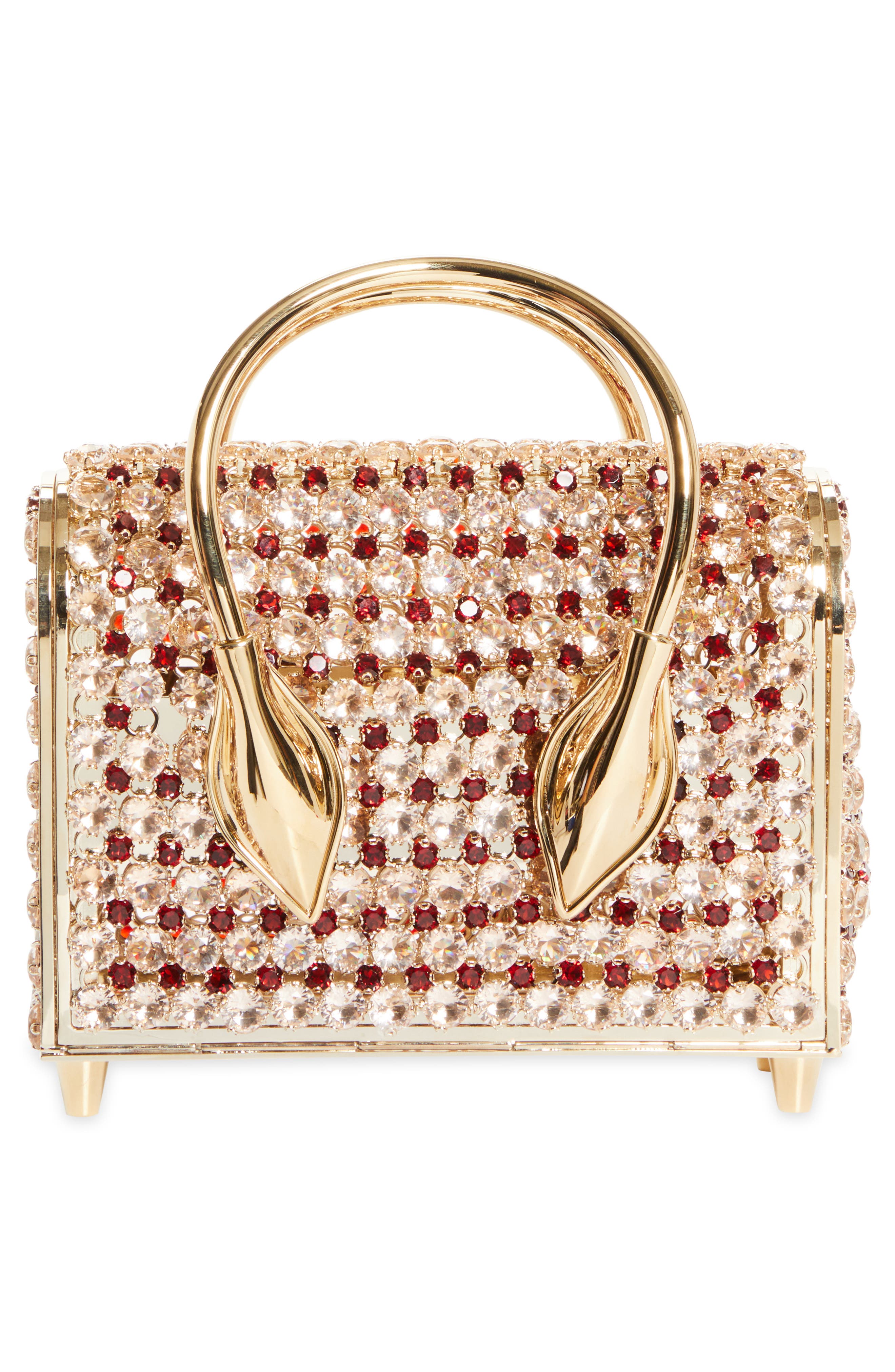 Christian Louboutin Crystal Mesh Top Handle Bag, Alternate, color, Suzuran/ Loubi