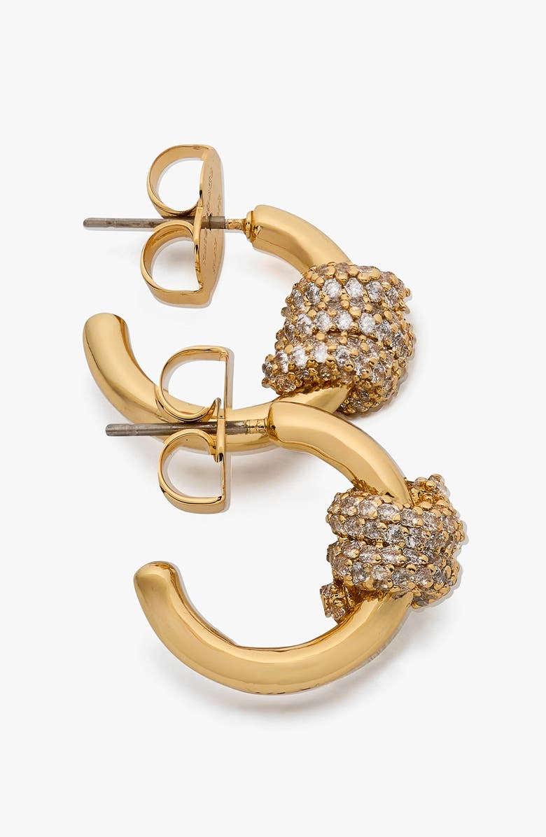 Kate Spade New York pavé knot hoop earrings, Alternate, color, Clear/ Gold.