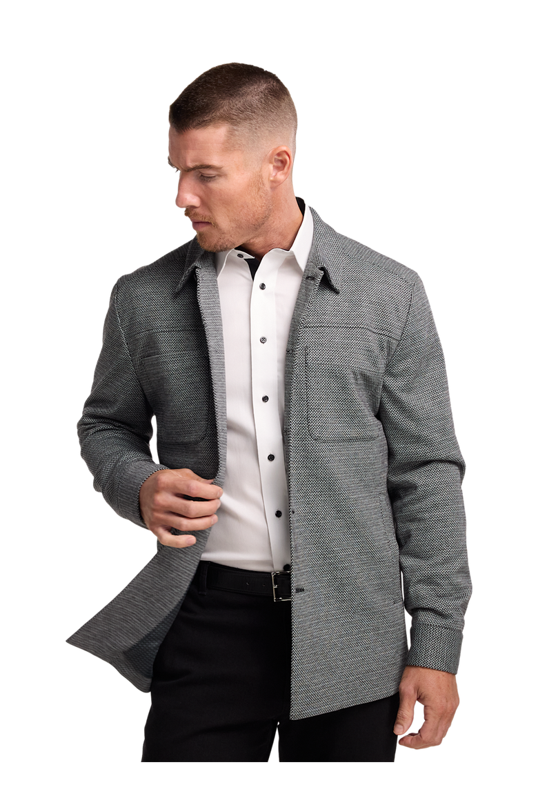 Herringbone Shirt Jacket, Alternate, color, Black