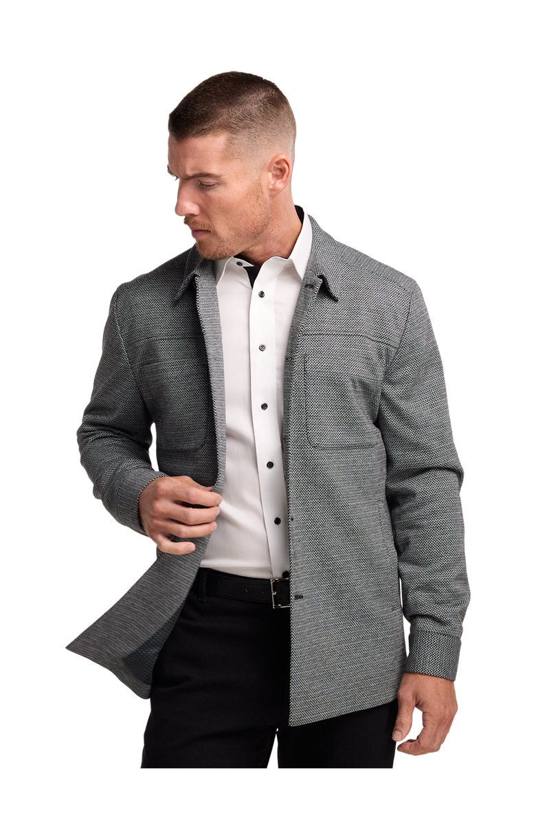 Paul Fredrick Herringbone Shirt Jacket, Alternate, color, Black