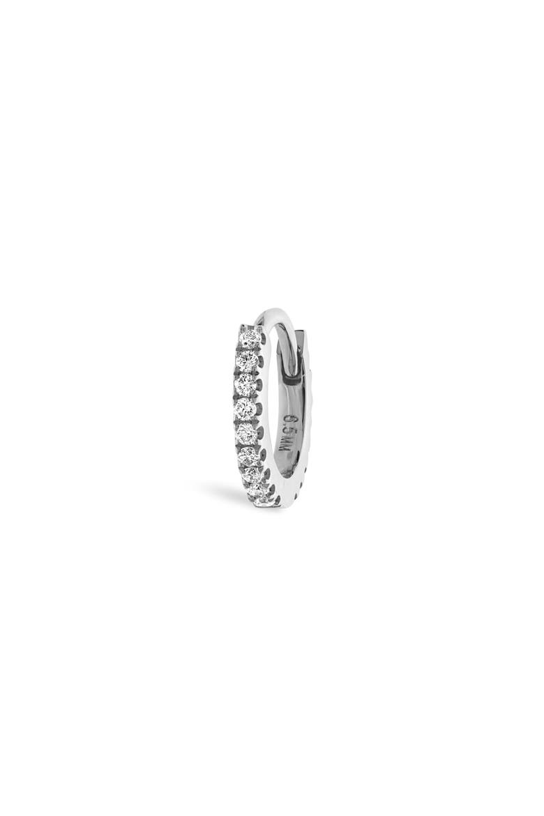 Diamond Eternity Single Hoop Earring, Main, color, 18K WHITE GOLD/ DIAMOND
