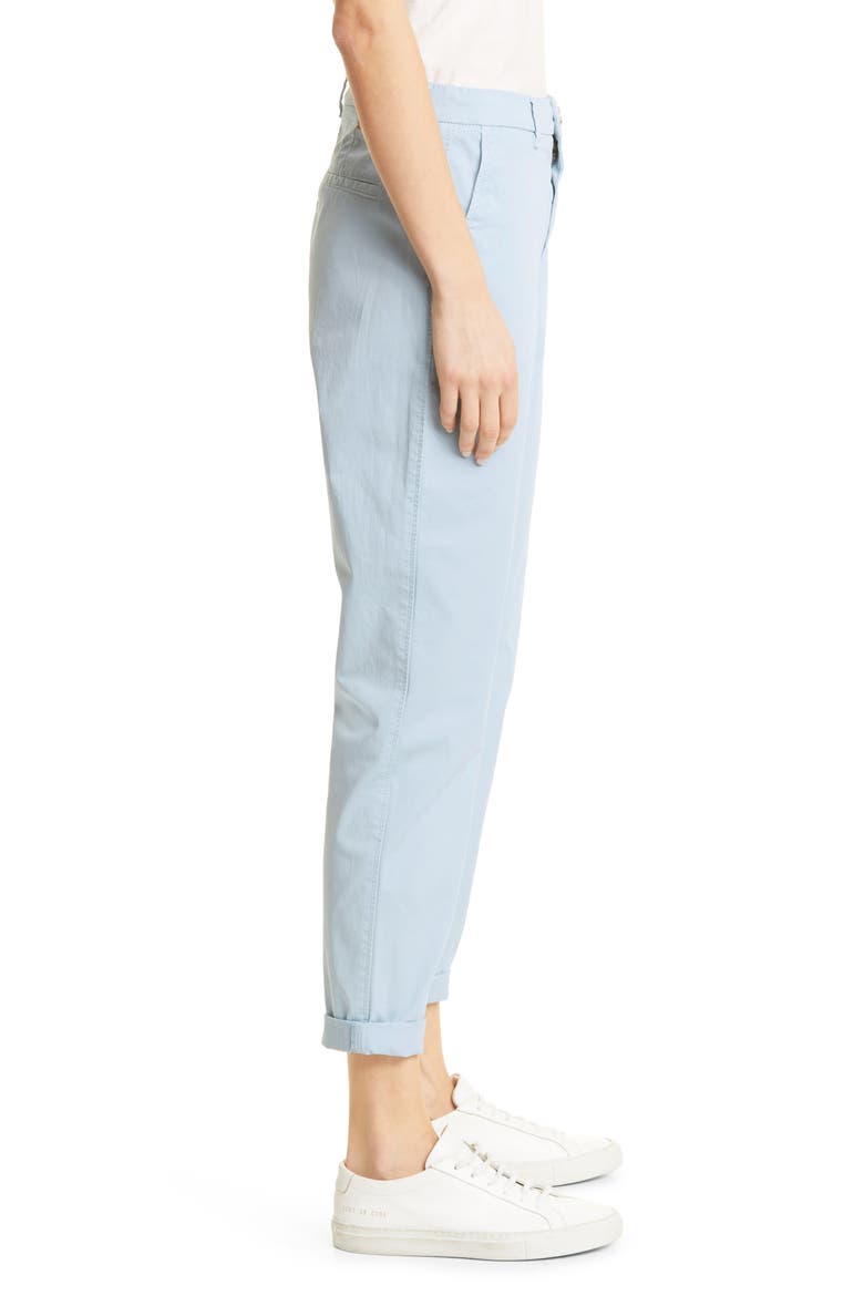 Tachini Flat Front Crop Stretch Cotton Chino Pants, Alternate, color, BLUE DUST