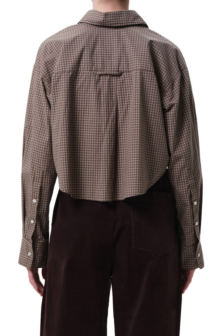 Ana Crop Long Sleeve Button-Up Shirt, Alternate, color, HRTAGE STRIPE