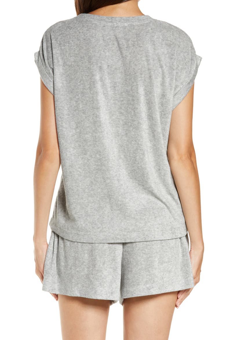 French Terry Short Pajamas, Alternate, color, GREY MARL