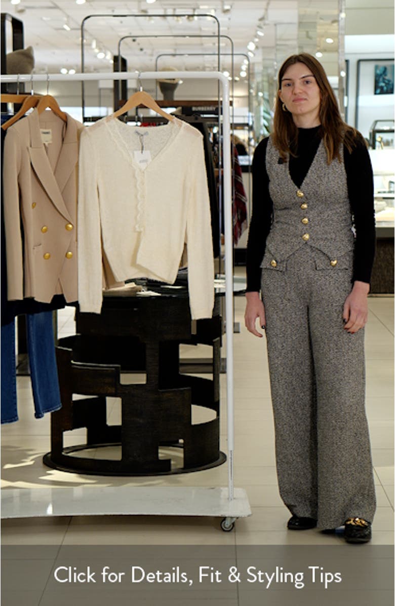 Lace Trim V-Neck Cardigan, sales video thumbnail