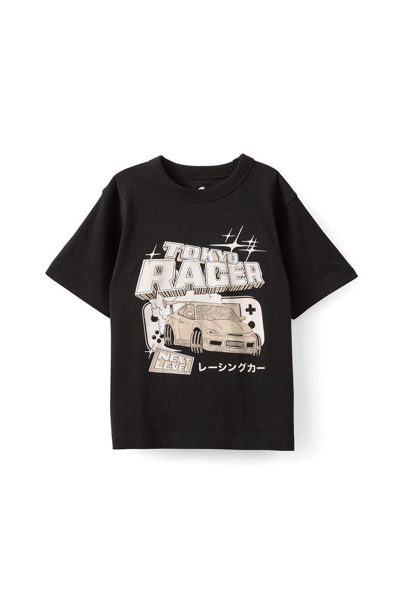 Cotton On Kids Kid's Essentials Graphic Short Sleeve Tee, Main, color, Black Tokyo Racer