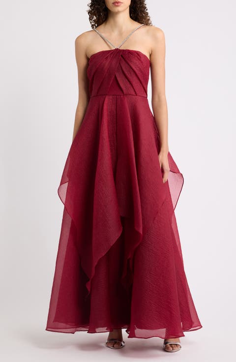 Embellished Strap Tiered Ballgown