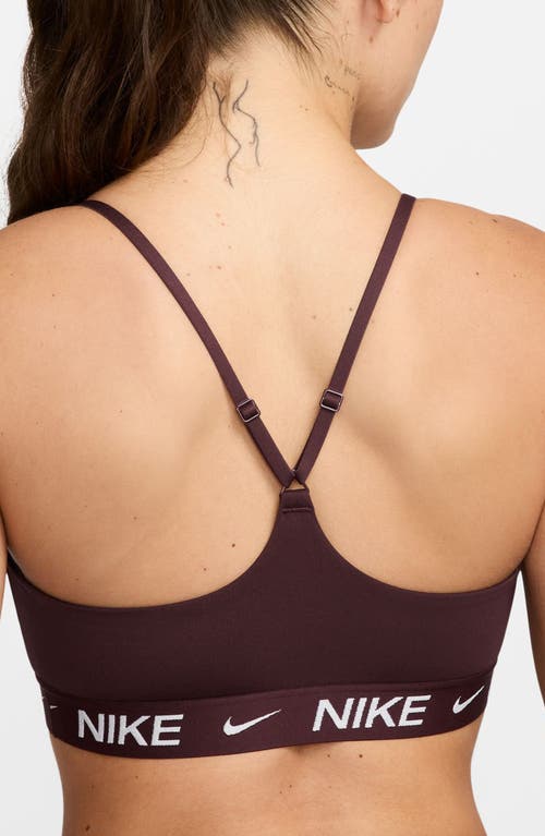 Nike Indy Light Support Padded Adjustable Sports Bra In Burgundy
