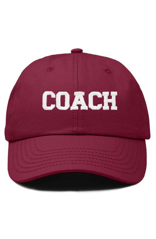 Dalix Coach Embroidered Sports Dad Cap In Maroon