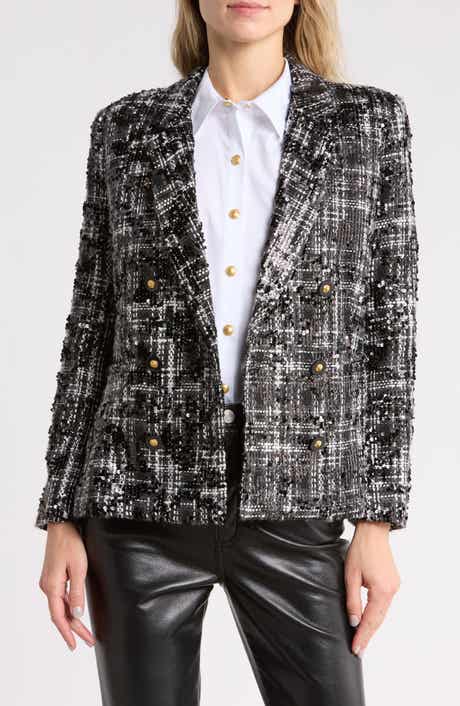 Colin Double Breasted Sequin Tweed Blazer