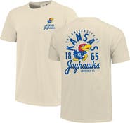 IMAGE ONE Men's Cream Kansas Jayhawks Comfort Colors Mascot Overlay T-Shirt