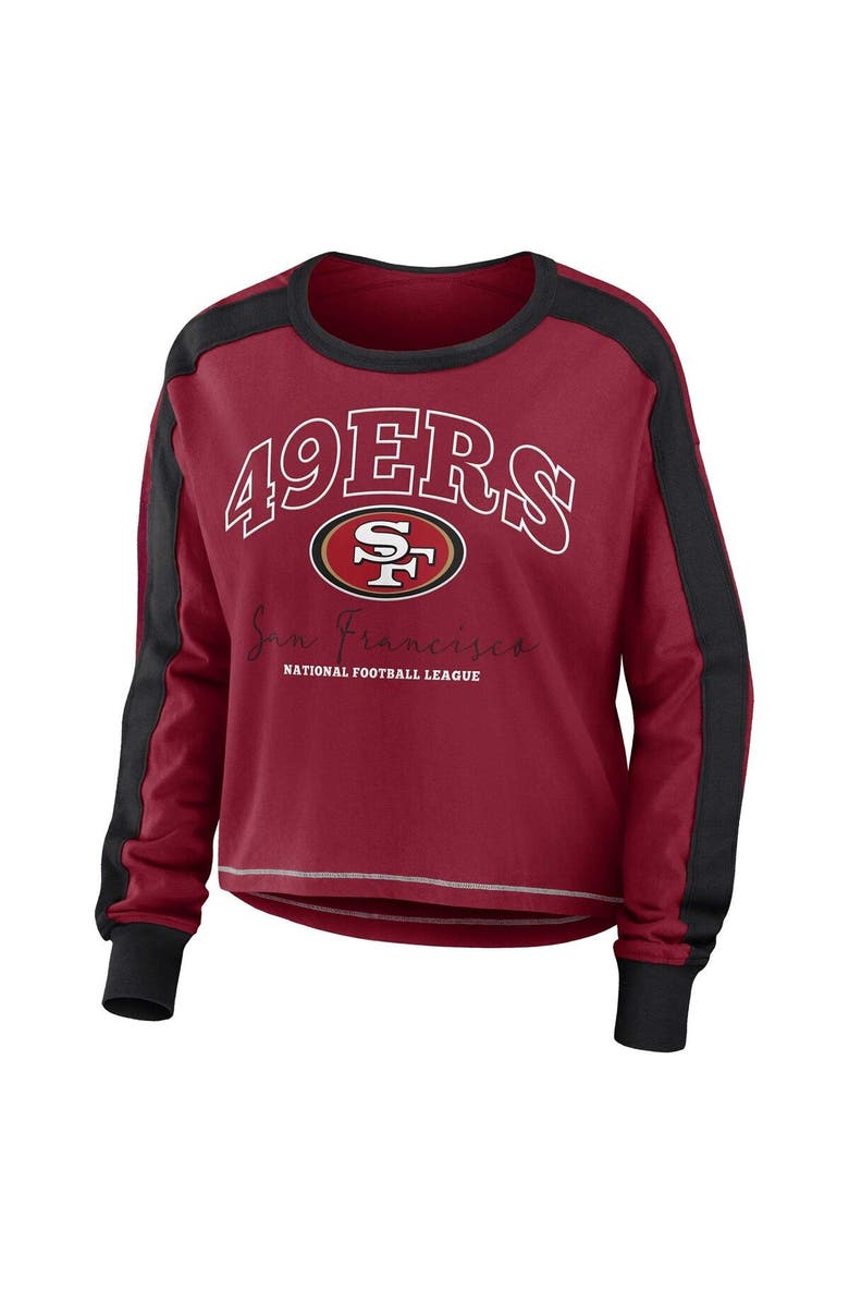 WEAR by Erin Andrews Women's WEAR by Erin Andrews Scarlet San Francisco 49ers Plus Size Colorblock Long Sleeve T-Shirt, Alternate, color, 