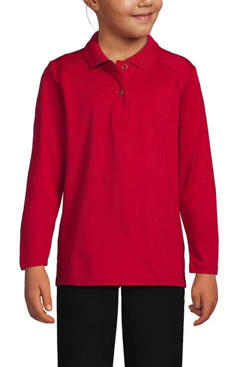 School Uniform Girls Long Sleeve Feminine Fit Rapid Dry Polo Shirt