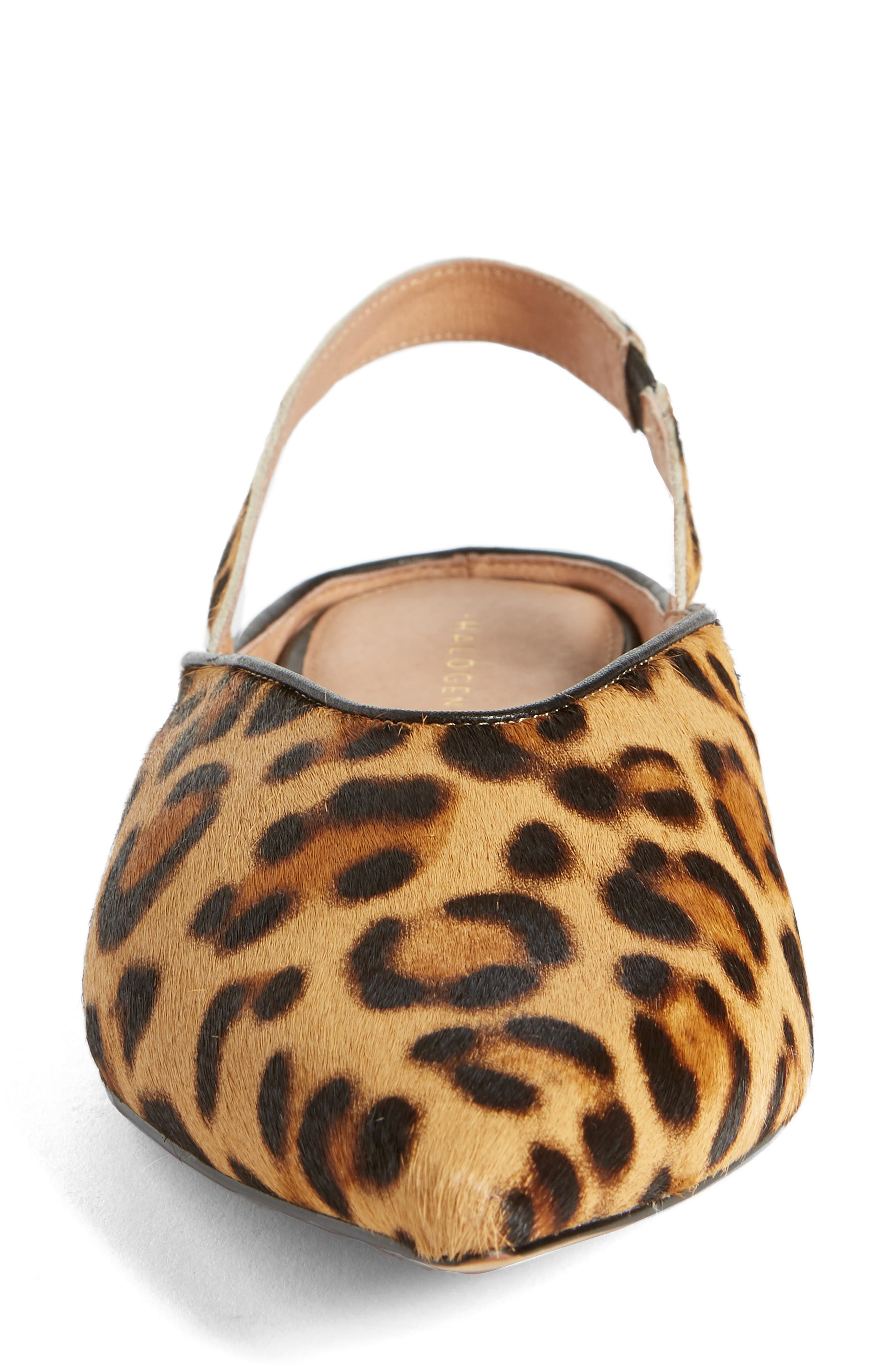 Sadie Genuine Calf Hair Slingback Flat, Alternate, color, DARK LEOPARD CALF HAIR