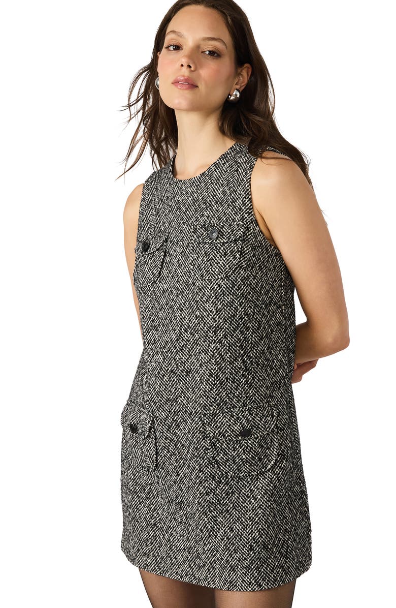 Steve Madden Louie Sleeveless Minidress, Alternate, color, Black/ White