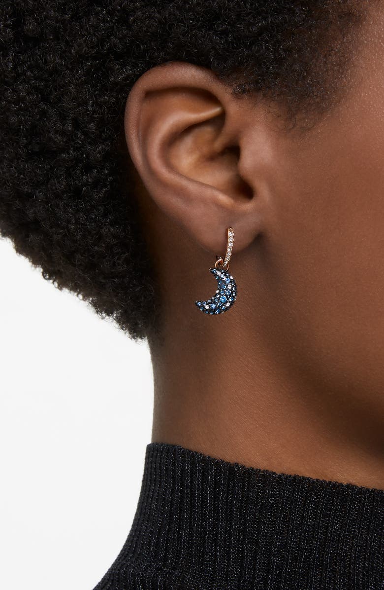 Swarovski Sublima Luna Drop Earrings, Alternate, color, Rose Gold/Blue