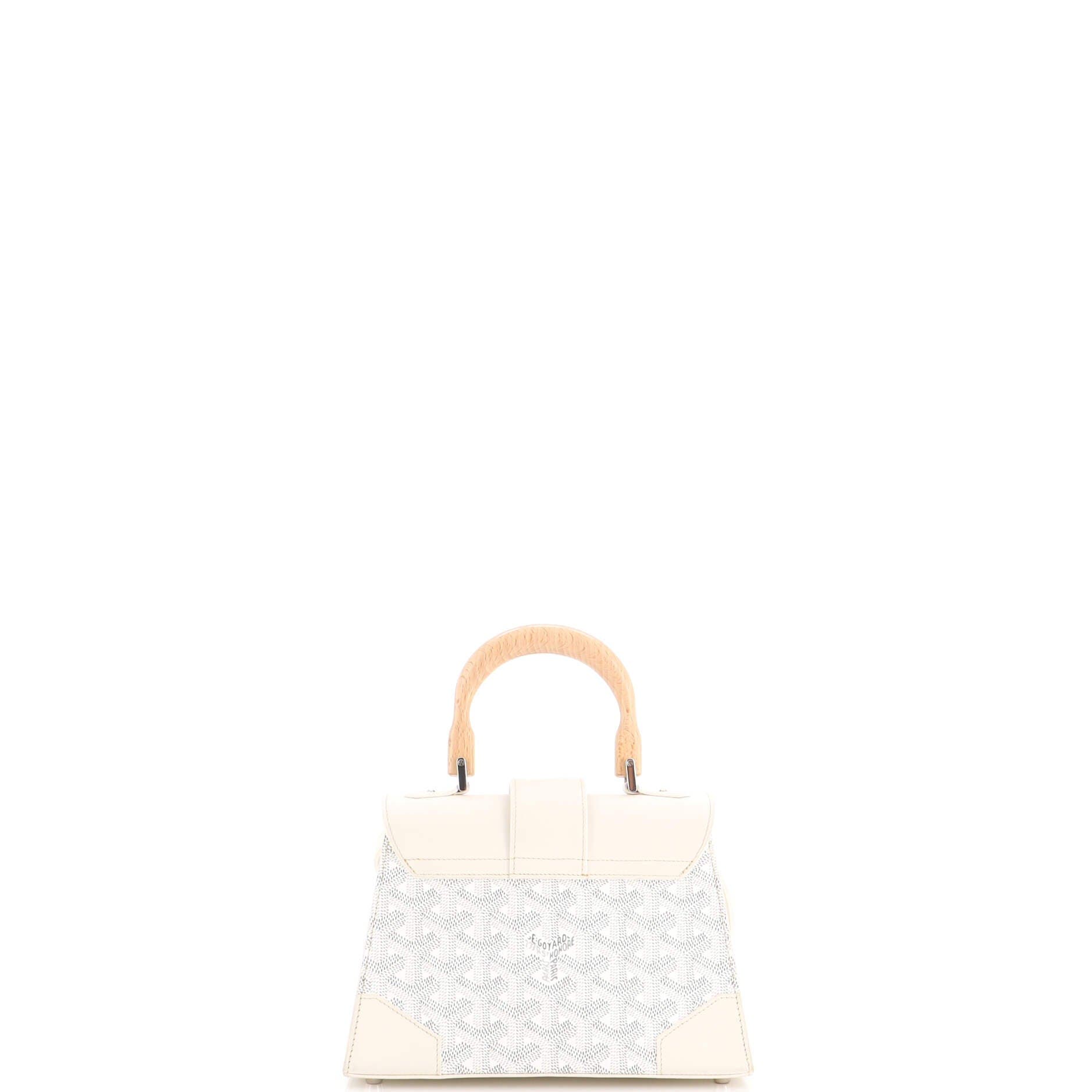 Structured Saigon Top Handle Bag Coated Canvas with Leather Mini, Alternate, color, White