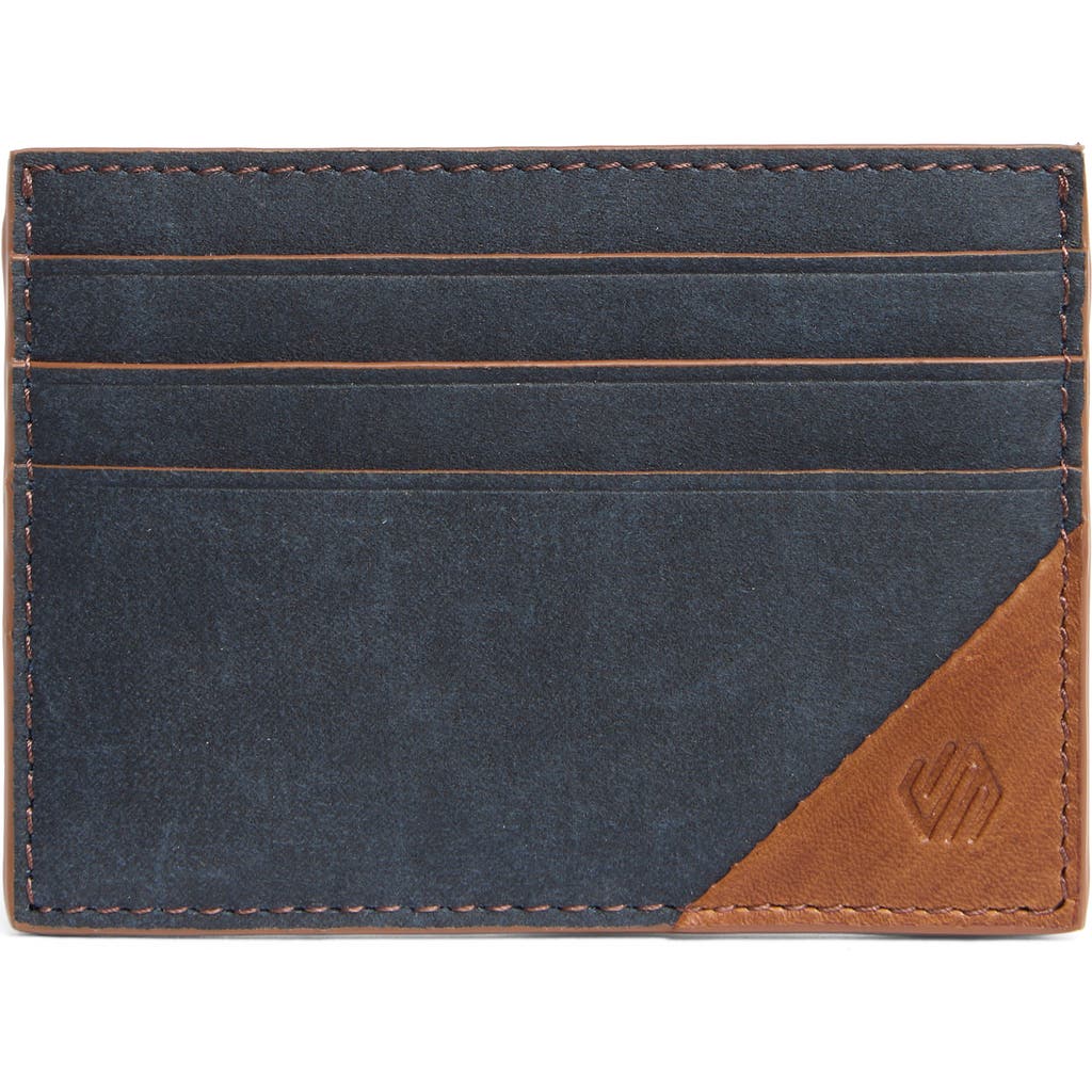 Johnston & Murphy Antique Cotton & Leather Card Case In Navy