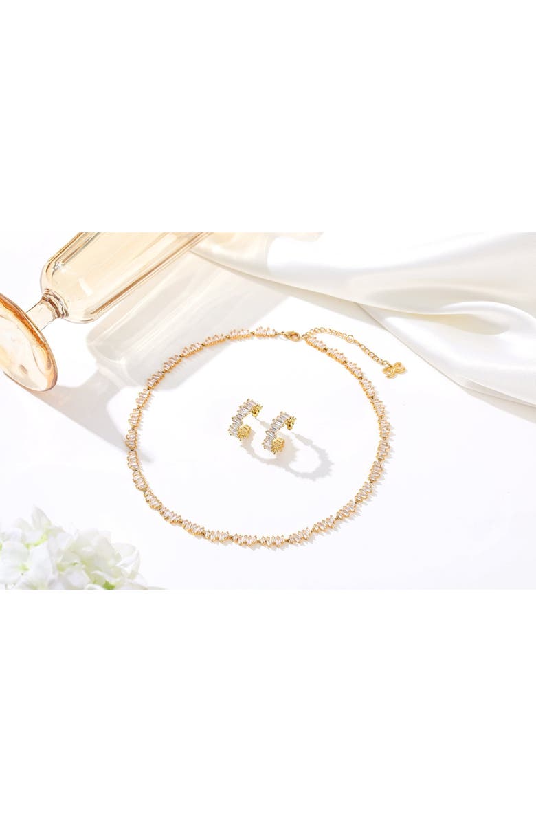 Classicharms T Shape Zirconia Tennis Choker Necklace, Alternate, color, Gold