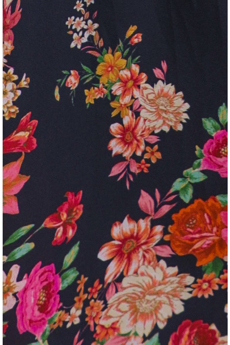 Floral Mix Off the Shoulder Midi Dress, Alternate, color, BLACK