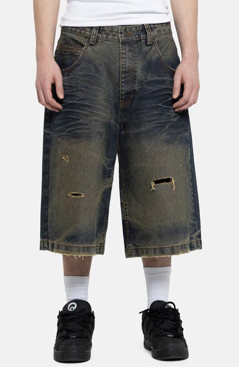 Colossus Cinch Back Wide Leg Denim Shorts